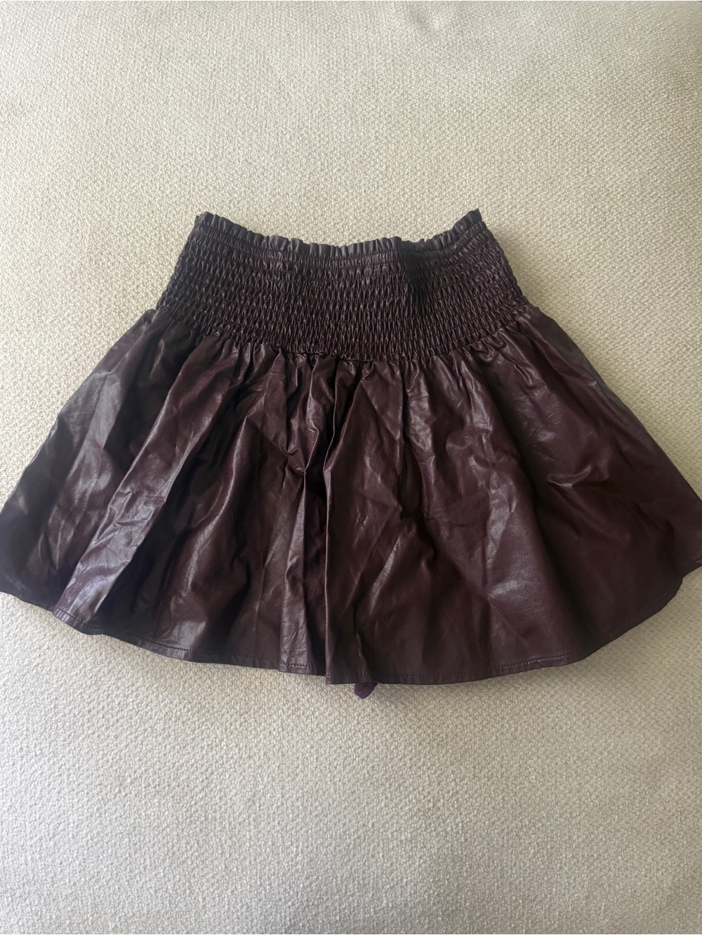Karlie Burgundy Faux Leather Mini Skort